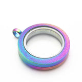 Stainless Steel Floating Locket Necklace Sparkles Glass Memory Locket