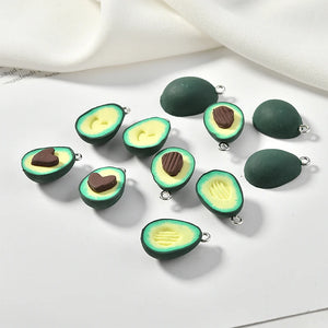30pcs 21*14mm Avocado Heart Clay Resin Pendant DIY Earrings Material