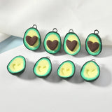 30pcs 21*14mm Avocado Heart Clay Resin Pendant DIY Earrings Material