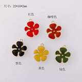 30pcs 22*18mm Enamel Alloy Flower Charms Zinc Alloy Floral Pendant