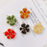 30pcs 22*18mm Enamel Alloy Flower Charms Zinc Alloy Floral Pendant