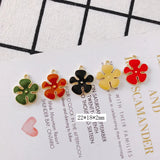 30pcs 22*18mm Enamel Alloy Flower Charms Zinc Alloy Floral Pendant