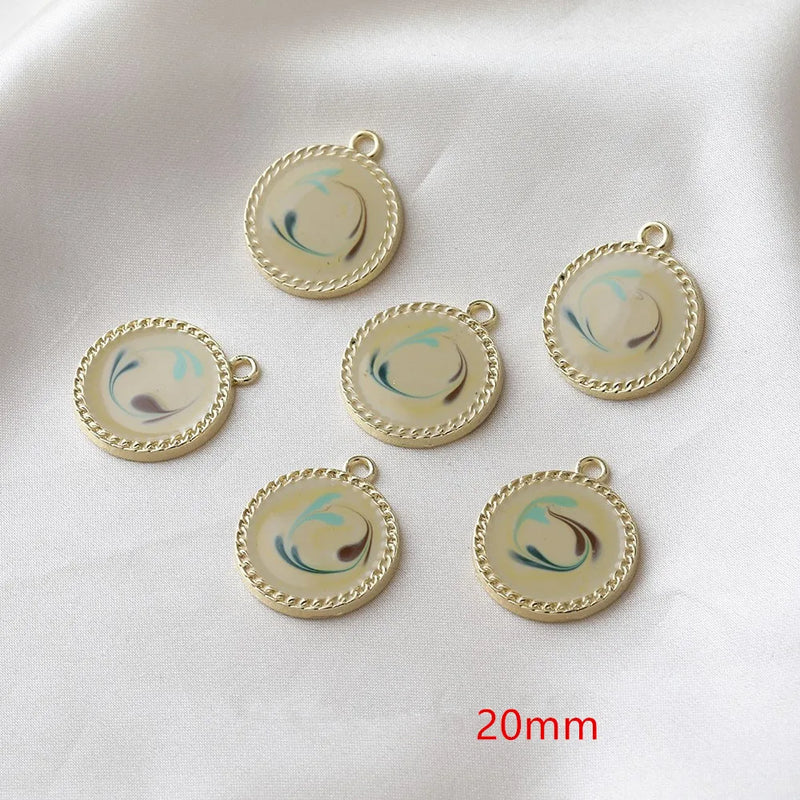 30/20pcs Flower Print Alloy Floating Locket Charms DIY Jewelry Accessory