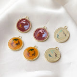 30/20pcs Flower Print Alloy Floating Locket Charms DIY Jewelry Accessory