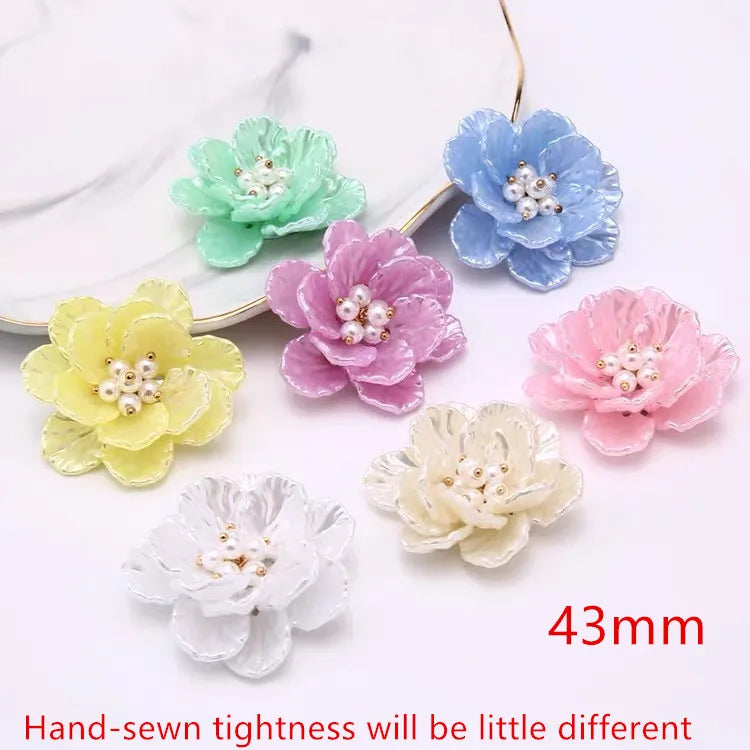 30pcs 43mm ABS Petal Core Cartoon Flowers Beads DIY Jewelry Earring