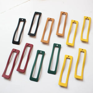 30pcs Rubber Paint Geometry Wave Rectangle Alloy Locket Charms DIY Jewelry