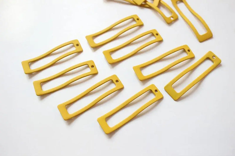 30pcs Rubber Paint Geometry Wave Rectangle Alloy Locket Charms DIY Jewelry