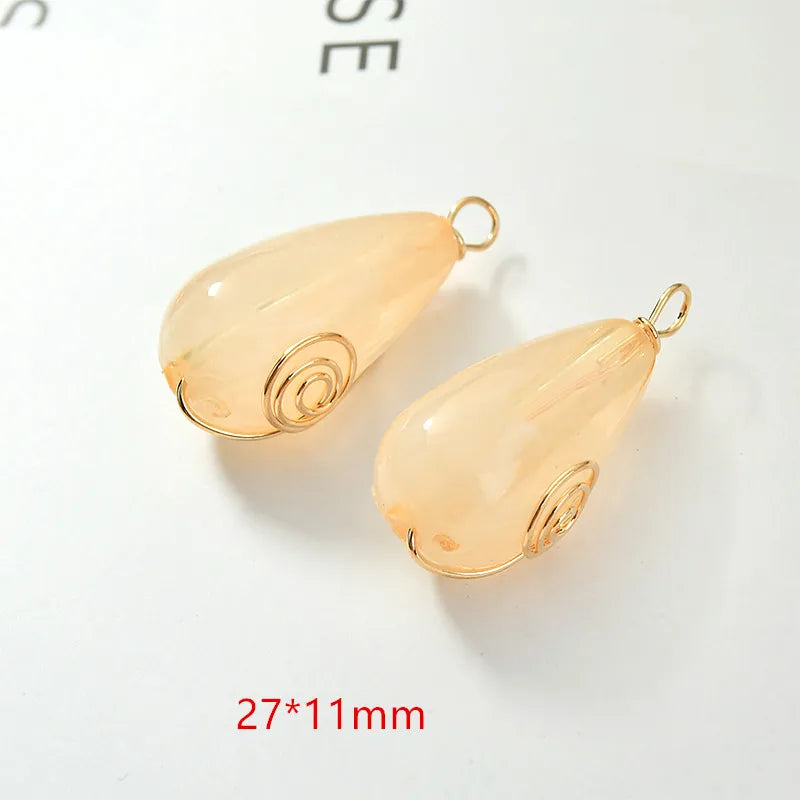 Resin Core Decoration Copper Winding Charms for Jewelry Making