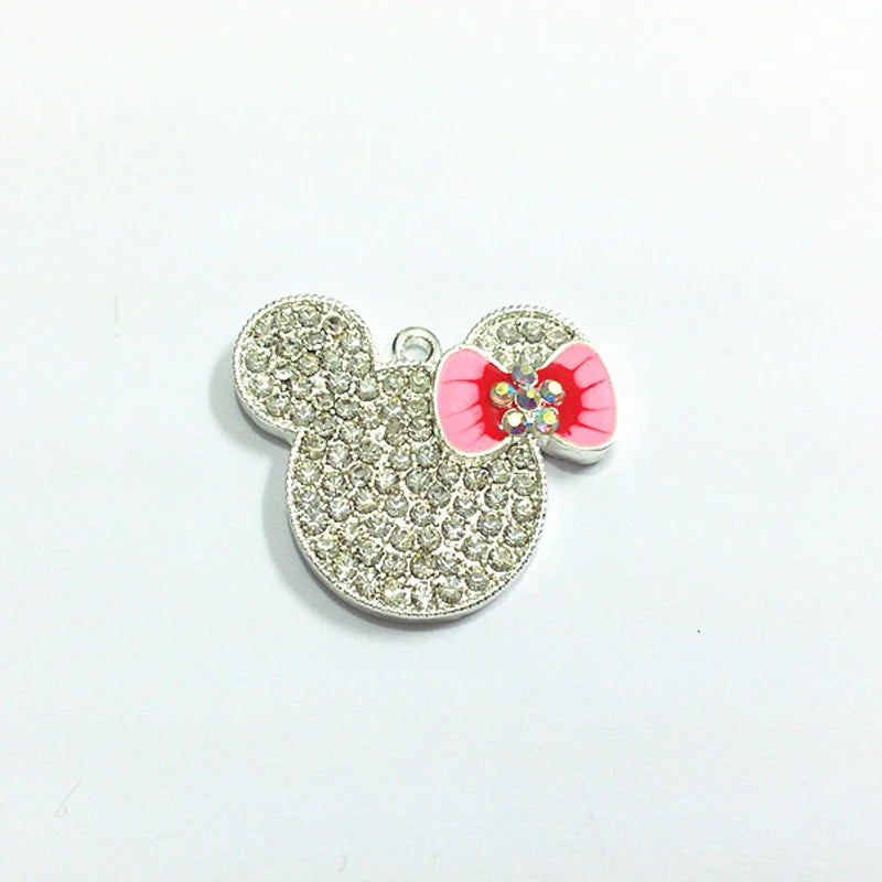 10pcs 33mm*28mm Full Clear Rhinestone Minnie Pendants