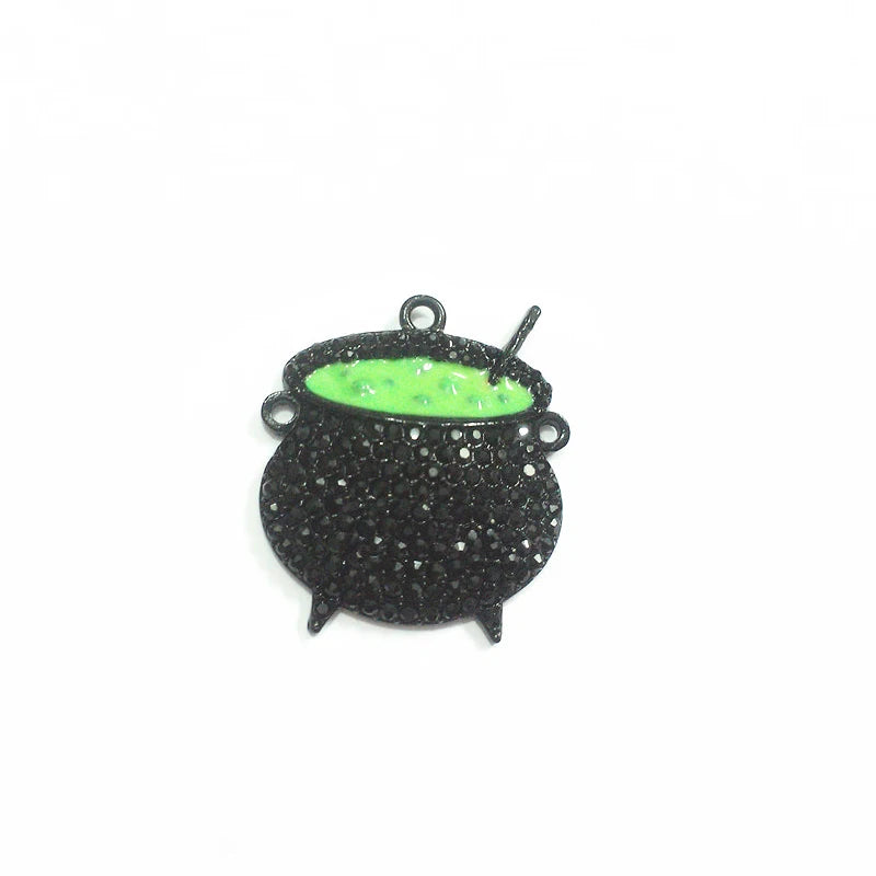 10pcs/lot Witches Cauldron Rhinestone Pendants
