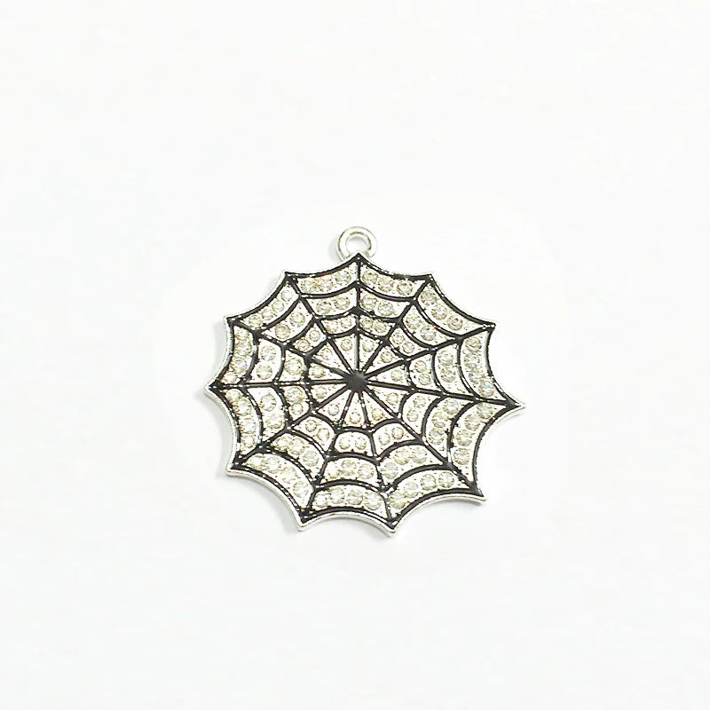 10pcs Spider Web Rhinestone Pendants for Kids Necklace Making