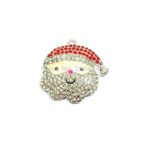10pcs Full Rhinestone Santa Claus Head Pendants Christmas Jewelry Making