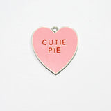 10pcs All Pink Enamel Heart 'CUTIE PIE' Pendants For Kids Necklace
