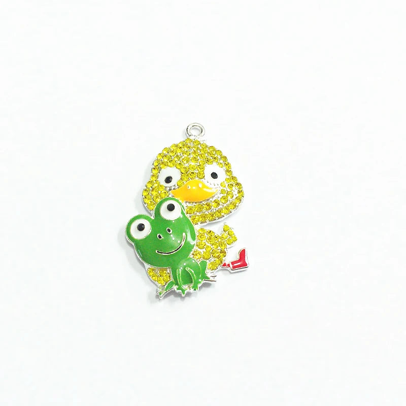 10pcs Duck And Frog Easter Rhinestone Pendants