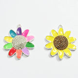 10pcs/bag Sunflower/Daisy Enamel & Rhinestone Pendants