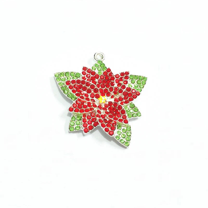 10pcs Christmas Flower Rhinestone Pendants