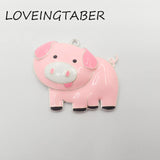 10pcs 40mm*32mm Enamel Farm Animal Pig Pendants For Kids