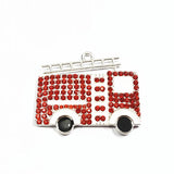 10pcs/lot Fire Truck Rhinestone Pendants 40mm*32mm