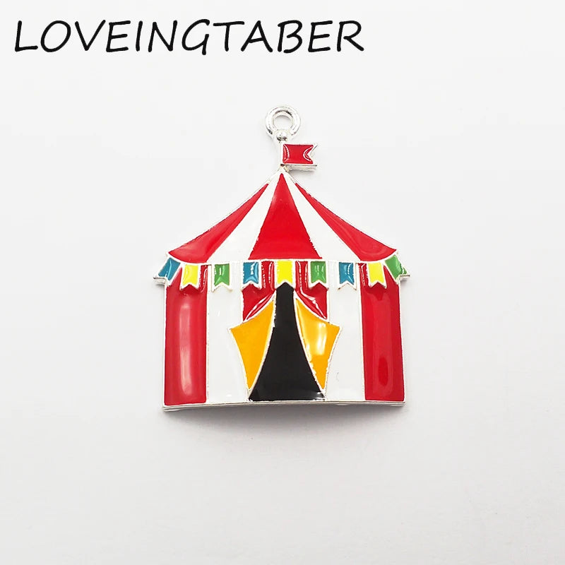 10pcs Circus Tent Pendants for Kids Jewelry Making