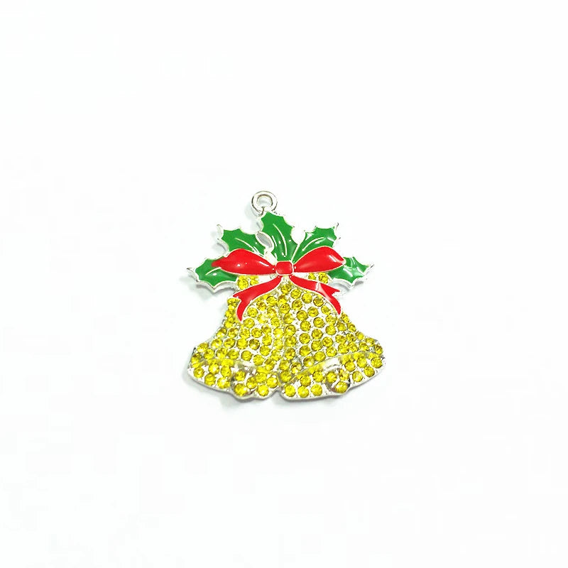 10pcs/lot Christmas Bell Rhinestone Pendants For Jewelry Making