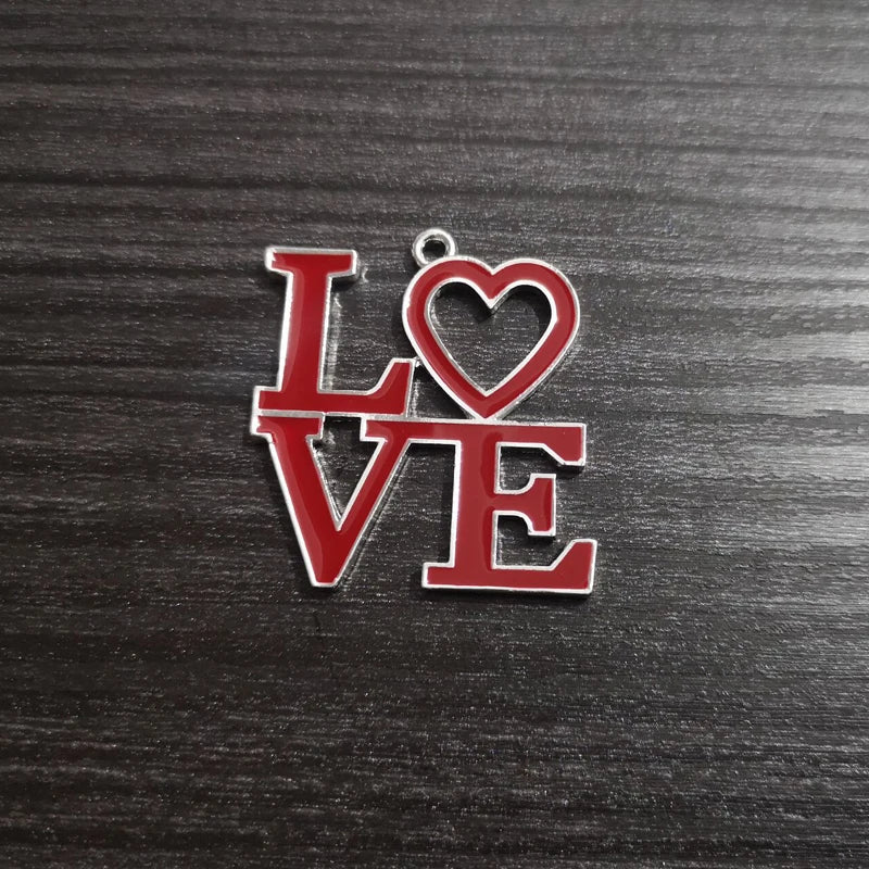 10pcs/lot Enamel Heart Love Pendants For Necklace