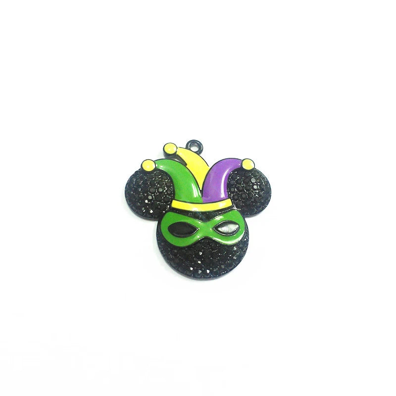10pcs Mardi Gras Minnie Rhinestone Pendants