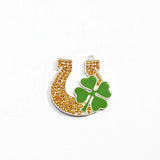 10pcs/lot Horseshoe With Clover Rhjsonestone Pendants