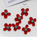 40pcs 30mm red flower shape acrylic beads DIY jewelry earring accessory
