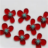 40pcs 30mm red flower shape acrylic beads DIY jewelry earring accessory
