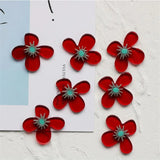 40pcs 30mm red flower shape acrylic beads DIY jewelry earring accessory