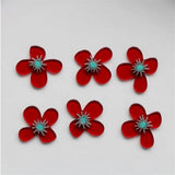 40pcs 30mm red flower shape acrylic beads DIY jewelry earring accessory