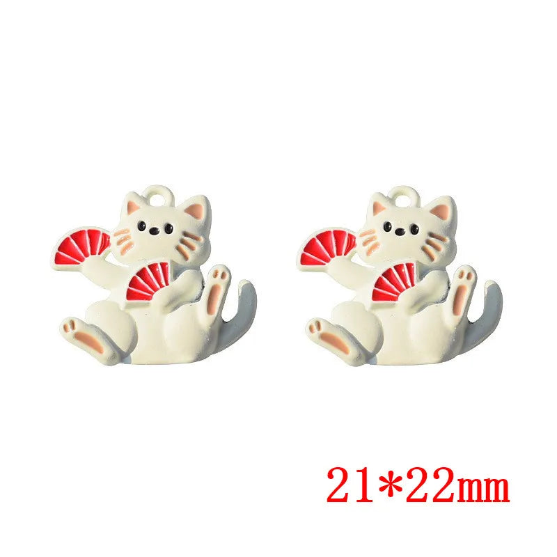 40pcs Lucky Cat Shape Alloy Floating Locket Charms DIY Jewelry Pendant