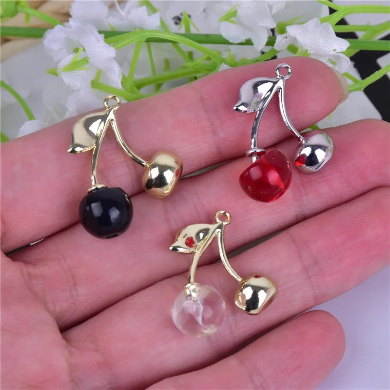 40pcs Cherry Shape Alloy Floating Locket Charms DIY Jewelry