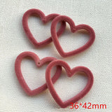 40pcs Flocking Cartoon Hearts Resin Beads DIY Jewelry Earring Accessory