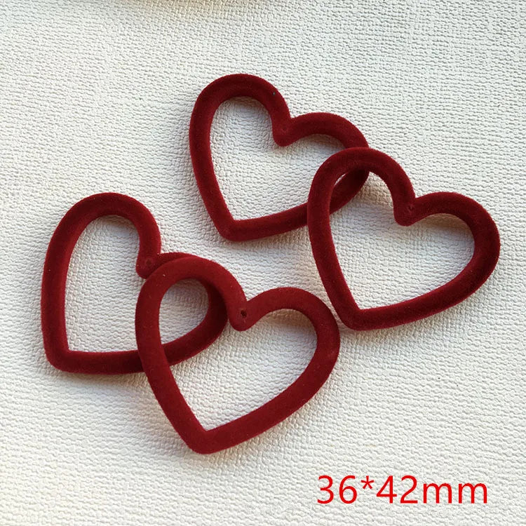40pcs Flocking Cartoon Hearts Resin Beads DIY Jewelry Earring Accessory