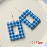 40pcs/lot Resin Beads with Holes for DIY Jewelry - Lattice Pattern Print