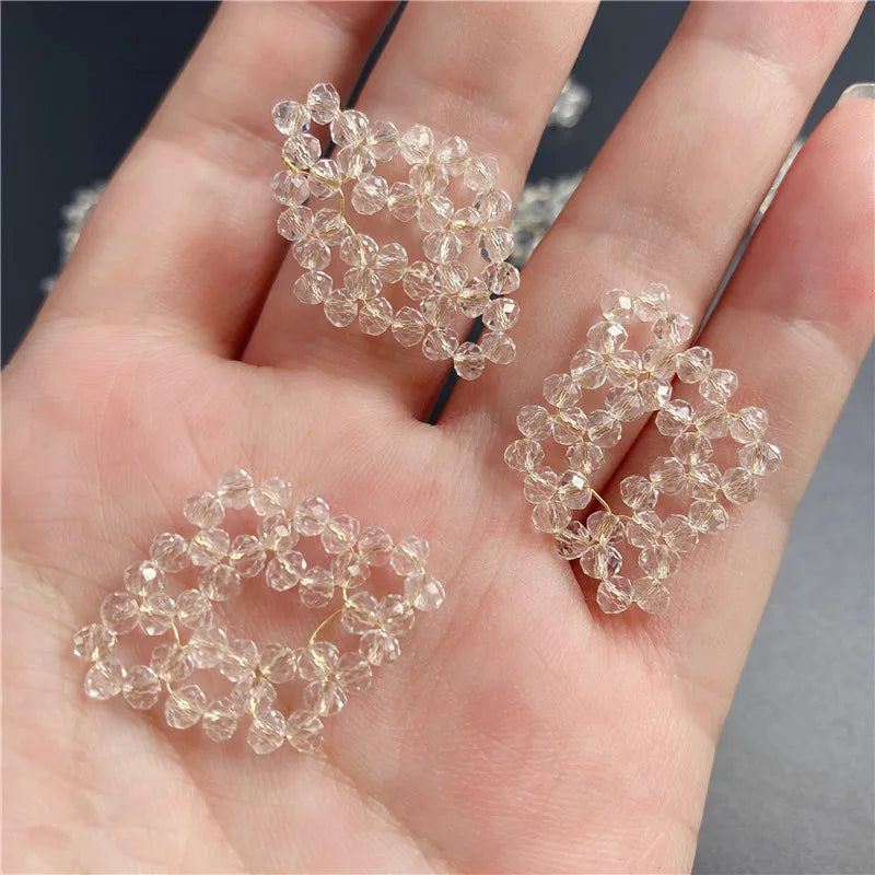 40pcs Glass Beads Rhombus Shape Copper Charms for DIY Jewelry/Garment
