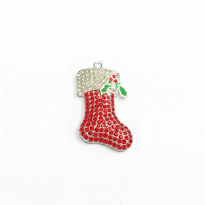 10pcs Christmas Stocking Rhinestone Pendants for Jewelry Making