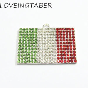 10pcs Full Rhinestone Flag Pendants 41mm*28mm