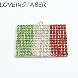 10pcs Full Rhinestone Flag Pendants 41mm*28mm