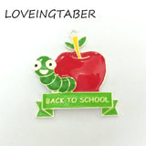 10pcs Full Enamel Bookworm Pendant Kids Back to School