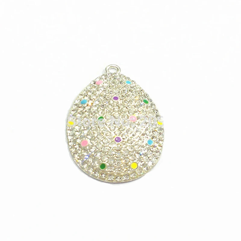 10pcs Clear Easter Egg Colorful Dots Rhinestone Pendants