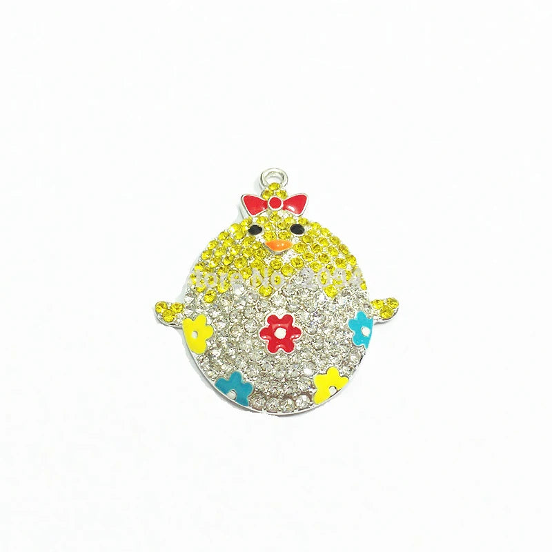 10pcs/lot Easter Baby Chicks Rhinestone Pendants For Jewelry Making