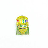 10pcs/lot Crayon Box Rhinestone Pendants Back to School Jewelry