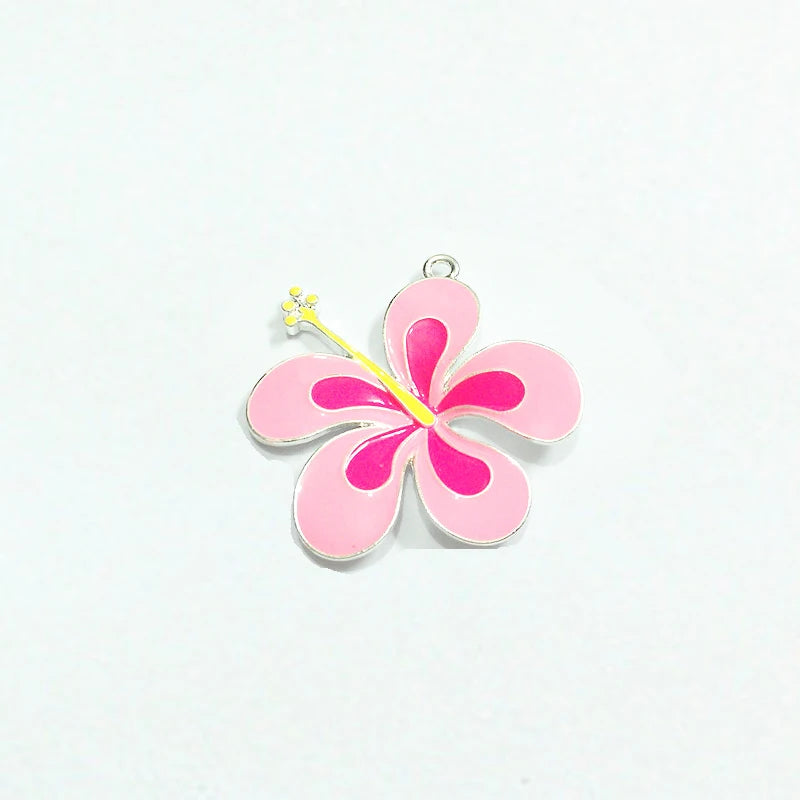 10pcs/lot Enamel Tropical Flowers Charms for Chunky Necklace