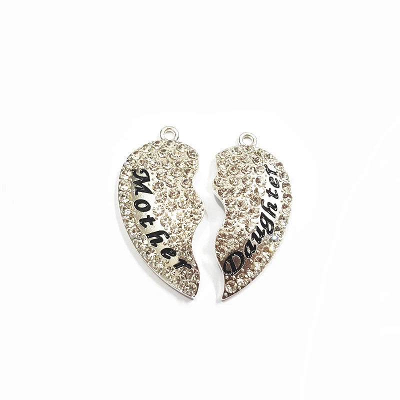 Mother Daughter Rhinestone Pendants 10sets