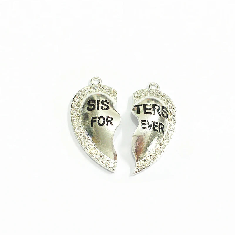 10sets/lot SISTERS FOREVER Rhinestone Pendants