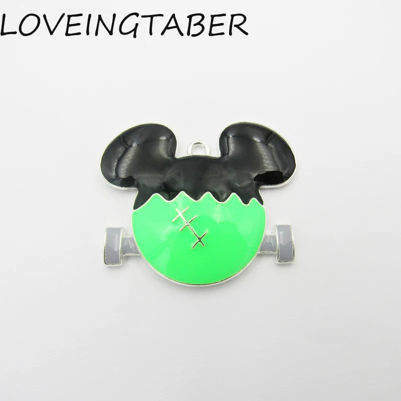 10pcs Silvery Minnie Enamel Pendants Halloween Kids Jewelry Making