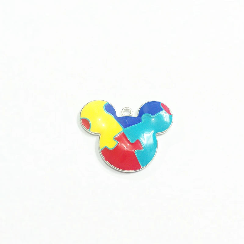10pcs Silvery Plated Autism Minnie Pendants