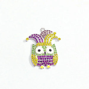 10pcs Owl Rhinestone Pendants for Mardi Gras Jewelry Making